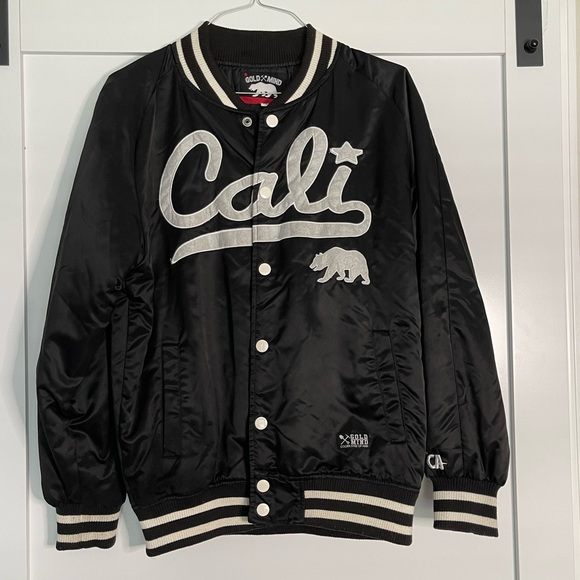 Gold Mind Other - GOLD MIND BLACK/WHITE  VARSITY JACKET SZ XL with Cali California Bear graphic